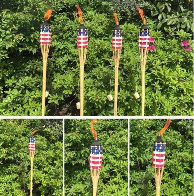 Taman Cahaya bambu obor dengan Black Metal Wick Holder untuk Dekorasi Outdoor.Wholesale murah bambu alami tiki obor 3