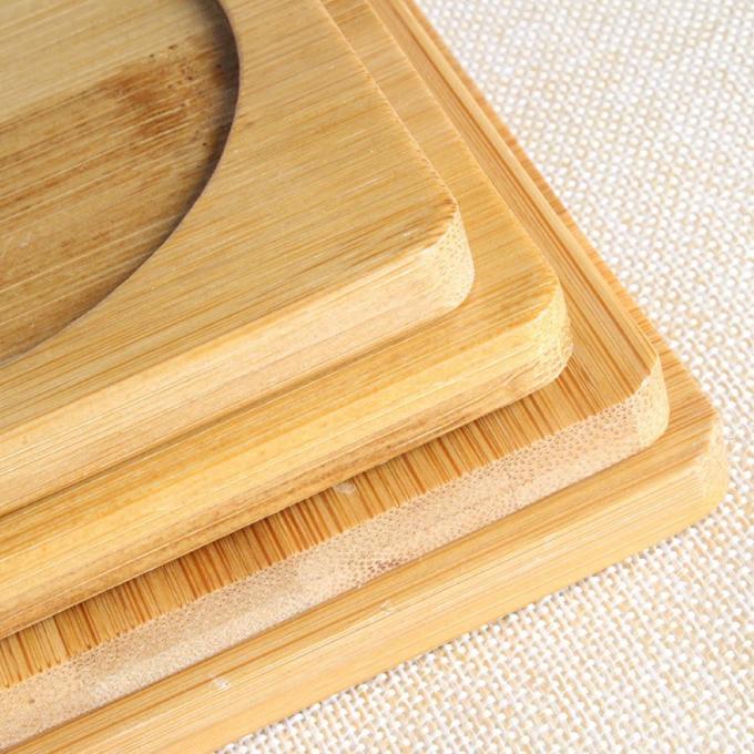 Natural Bambu Coasters Square Bambu Tray Saucer Untuk Minuman, Kerajinan, Succulents 2
