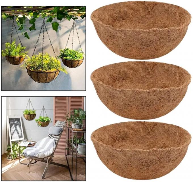 Metal Hanging Basket Dengan Liner Coconut Coir Hanging Flower Basket Dengan Rantai Indoor Outdoor Plant Flower Pot 2