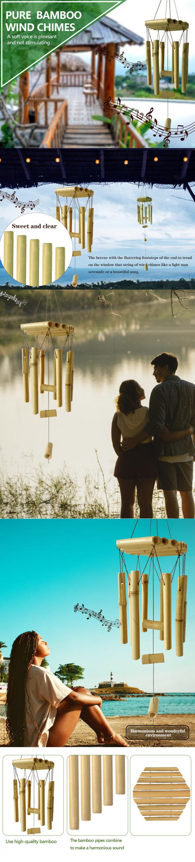 Bamboo Wind Chimes dengan Tone Deep Luar Biasa Untuk Taman Patio Rumah Atau Dekorasi Luar Ruangan 1