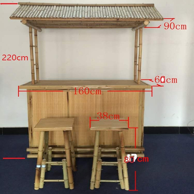 Indoor Outdoor Tropical Cabana Party Bamboo Tiki Bar Dengan Kursi Bambu Counter