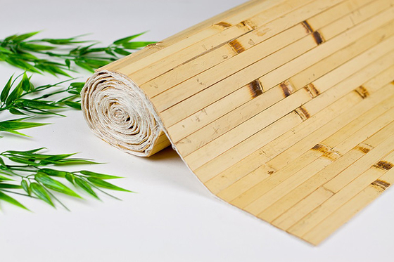 Natural Bamboo Wallpaper Hand Made Bamboo Paneling 17mm Woven Back For Home Decoration