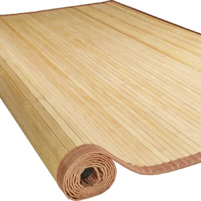 Karpet lantai bambu buatan tangan dengan campuran poliester tahan lama dan desain tenunan datar untuk ruang tamu dan pintu masuk