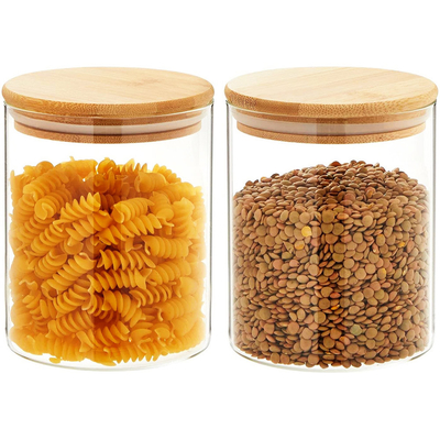 Dapur Jar Tutup Wadah Kaca Tutup Bambu Dengan Straw Silicon Leafproof