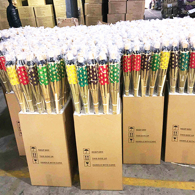 Obor Bambu Alami 120cm Untuk Merayakan Festival, Pesta Luau, Pencahayaan Luar Ruangan