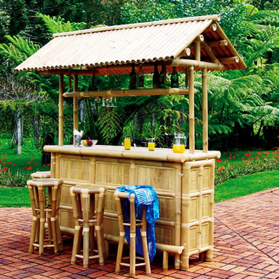 Tiki Bar Bambu Tinggi 220 Cm Dengan Atap 4 Buah Bangku Bar Bambu