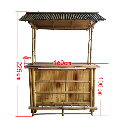 Tiki Bar Bambu Tinggi 220 Cm Dengan Atap 4 Buah Bangku Bar Bambu