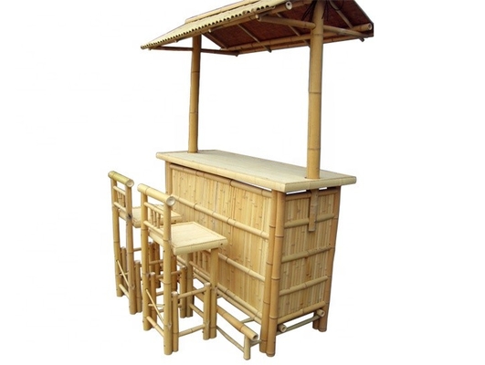 Varnish Painting Bamboo Tiki Bars Dengan Counter Beverage Table Foldable Beach Bars