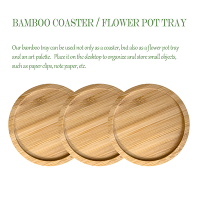 6 Pack 9cm Round Blank Bambu Coaster Bar Home Cup Coaster