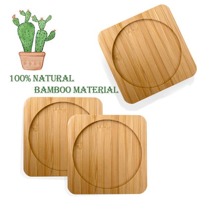 6 Pack 9cm Bambu Coaster Bentuk Bulat Laser Logo Bar Home Cup Coaster