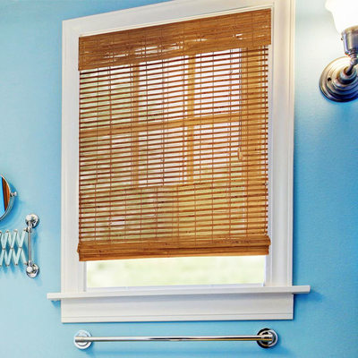 Hand Made 1.5m Tinggi Natural Bamboo Roller Blinds Naungan Dekorasi Kontrol Surya