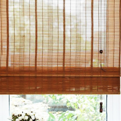 Hand Made 1.5m Tinggi Natural Bamboo Roller Blinds Naungan Dekorasi Kontrol Surya