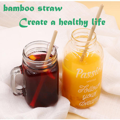 100% Sedotan Bambu Alami Sekali Pakai Hijau Degradable Untuk Minuman Label Laser Logo