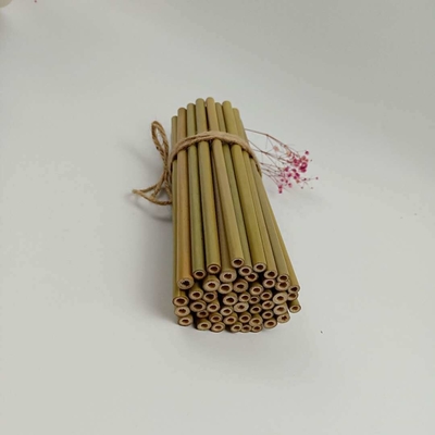 Sedotan Bambu Alami Biodegradable Kustom 20cm Sedotan Lurus Dapat Digunakan Kembali Dengan Sikat