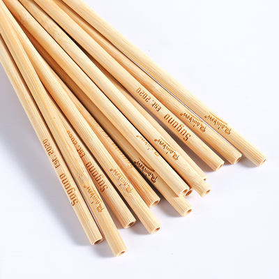 Biodegradable Disposable Bamboo Straws Laser Private Logo Untuk Pesta Pernikahan