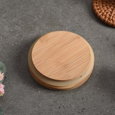 8.5cm Tutup Bambu Botol Lilin Anti Bocor Dengan Ukuran Cincin Silikon Berwarna-warni Disesuaikan