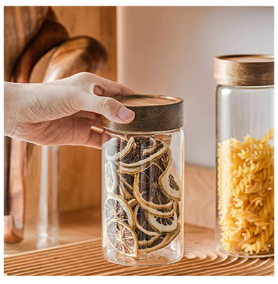 Tutup Pengalengan Kayu Bambu Dapat Digunakan Kembali Untuk Penyimpanan Sereal Makanan Teh Herbal Kopi