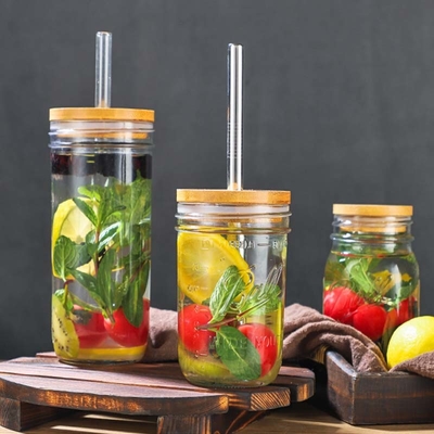 Tutup Jar Penyimpanan Kaca Dapur Makanan Tutup Kayu dengan Lingkaran Silikon Disegel Dengan Baik
