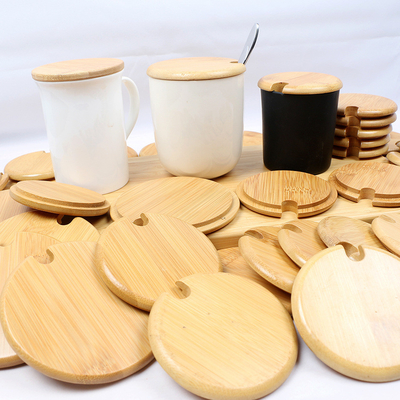 Tutup Bambu Bahan Baku Bambu Kustom dengan Cincin Segel Silikon untuk Stoples Kaca