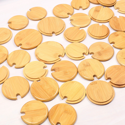 Tutup Bambu Bahan Baku Bambu Kustom dengan Cincin Segel Silikon untuk Stoples Kaca