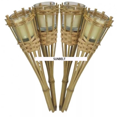 115cm Taman Bambu Tiki Torch Tenunan Tangan Obor Pesta Bambu