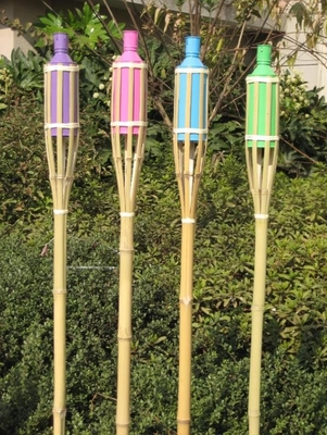 Yard Garden Outdoor Bamboo Tiki Torch Dengan Tabung Minyak Pengganti yang Dapat Diisi Ulang