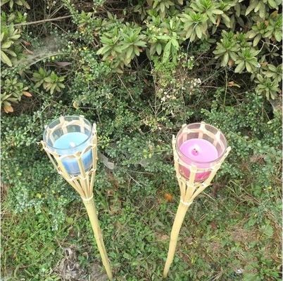 Yard Garden Outdoor Bamboo Tiki Torch Dengan Tabung Minyak Pengganti yang Dapat Diisi Ulang