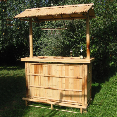 Varnish Painting Bamboo Tiki Bars Dengan Counter Beverage Table Foldable Beach Bars