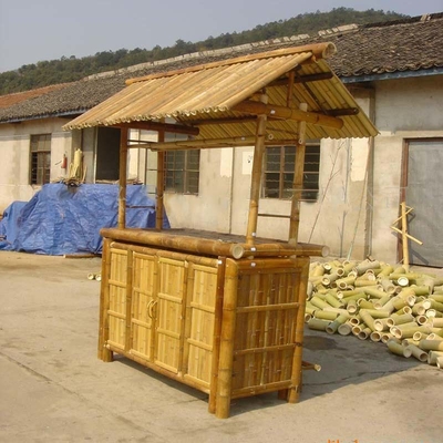 Cabana Party Bamboo Tropical Tiki Bar 220x160cm Dengan Bangku Rak Di Bawah Kabinet
