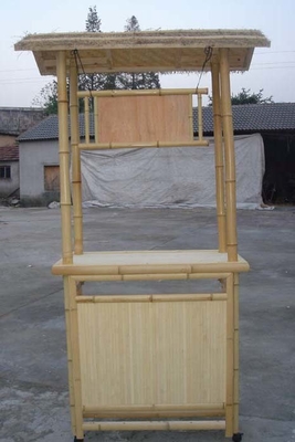 Cabana Party Bamboo Tropical Tiki Bar 220x160cm Dengan Bangku Rak Di Bawah Kabinet