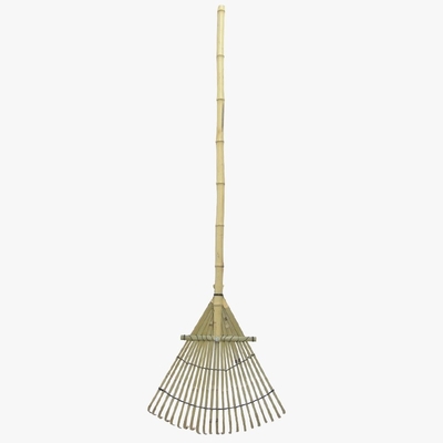 Rake Bambu Buatan Tangan 1,40m 12 Kaleng untuk menyapu daun kering dan membersihkan taman Garu Taman Alami