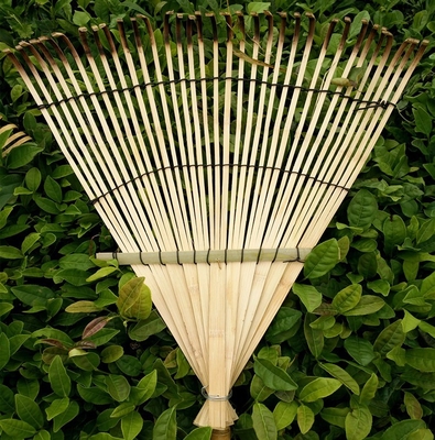 Rake Bambu Buatan Tangan 1,40m 12 Kaleng untuk menyapu daun kering dan membersihkan taman Garu Taman Alami