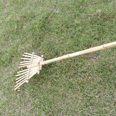 12 Tine 140cm Bamboo Rake Buatan Tangan Untuk Pool Leaf Garden Lawn Rake