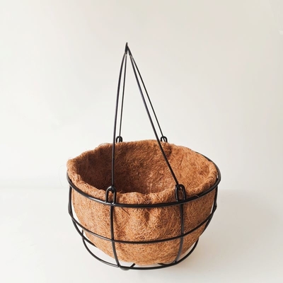 Rangka Logam Bambu Coco Liner Pot Bunga Taman Luar Ruangan Diameter 27cm