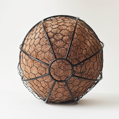 Rangka Logam Bambu Coco Liner Pot Bunga Taman Luar Ruangan Diameter 27cm