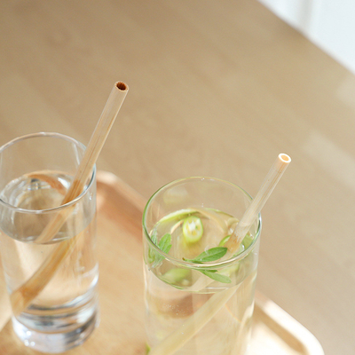 22.5cm Organik Biodegradable Sedotan Bambu Sekali Pakai Gelembung Minuman Teh Boba Sedotan