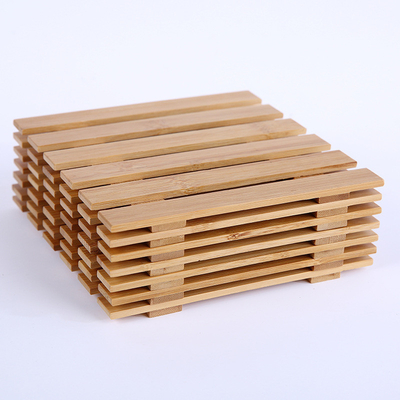 Coaster Bambu Kosong Berpori Kecil Untuk Baki Pot Tanaman Sukulen 3,2 Inch