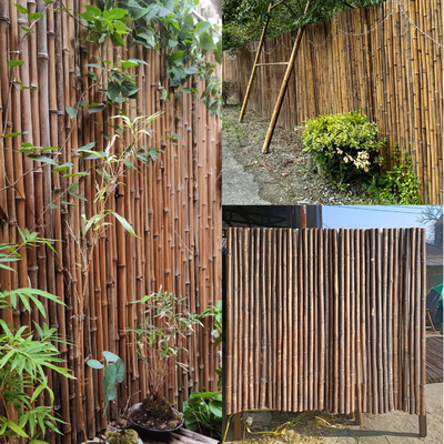 Bahan Bambu Alami Dicat Panel Pagar Bambu Rolled Bamboo Fence Privacy Garden Border