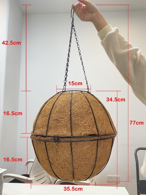 Rangka Logam Bambu Coco Liner Pot Bunga Taman Luar Ruangan Diameter 27cm