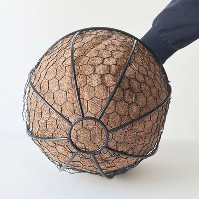 Rangka Logam Bambu Coco Liner Pot Bunga Taman Luar Ruangan Diameter 27cm