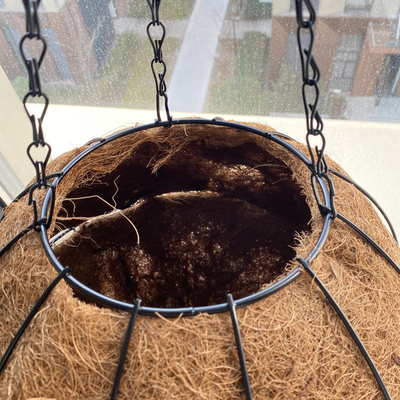 Rangka Logam Bambu Coco Liner Pot Bunga Taman Luar Ruangan Diameter 27cm