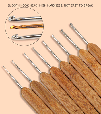 Jarum Alat Jahit Kepala Tunggal Bambu Pegangan Crochet Hook Carbonized Knitting