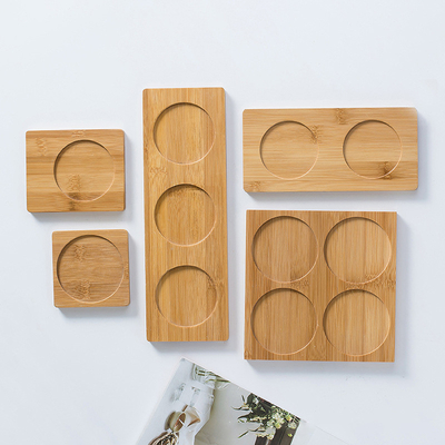 Tatakan Gelas Bambu Kustom Ramah Lingkungan Original Eco-set Coffee Tray Square/Round Bamboo wood Mat