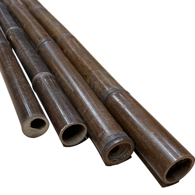 Tiang Bambu Mentah 3 Kaki Tongkat Lukisan Hitam Karbonisasi Alami 595cm Untuk Dekorasi