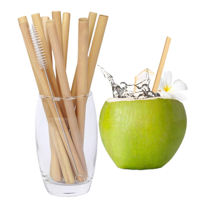 Reusable Eco Friendly 20x0.8cm Sedotan Minum Bambu Dapat Digunakan Kembali Dengan Sikat