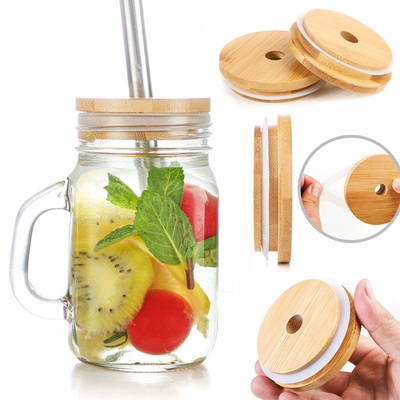 Toples Penyimpanan Makanan Dengan Tutup Bambu Untuk Permen, Kue, Beras, Gula, Tepung, Pasta, Kacang