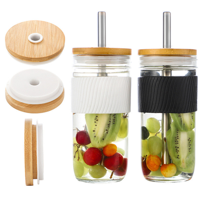 Tutup Jar Penyimpanan Kaca Dapur Makanan Tutup Kayu dengan Lingkaran Silikon Disegel Dengan Baik