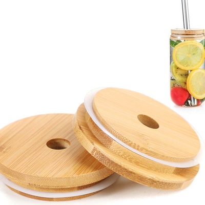 Silicon Circle Bamboo Jar Tutup Leafproof Untuk Penyimpanan Kaca Toples Makanan Tutup Dapur