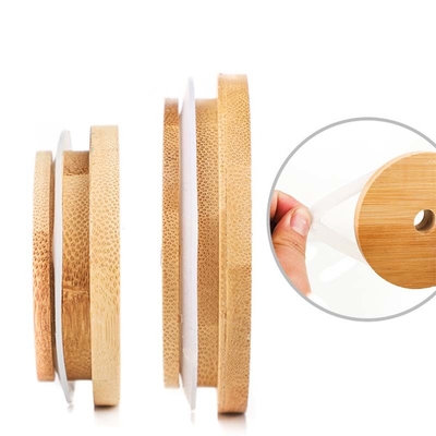Silicon Circle Bamboo Jar Tutup Leafproof Untuk Penyimpanan Kaca Toples Makanan Tutup Dapur