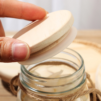 Stoples Penyimpanan Dapur Tutup Toples Bambu Bulat Persegi Dengan Cincin Silikon Kedap Udara